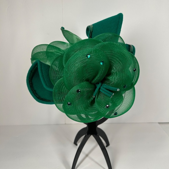 Deborah New York Hat Green 7” VTG Wool USA Sequence Tea Party Church Christmas - Picture 14 of 14